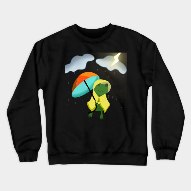 Frog in the rain Crewneck Sweatshirt by Twinnie5